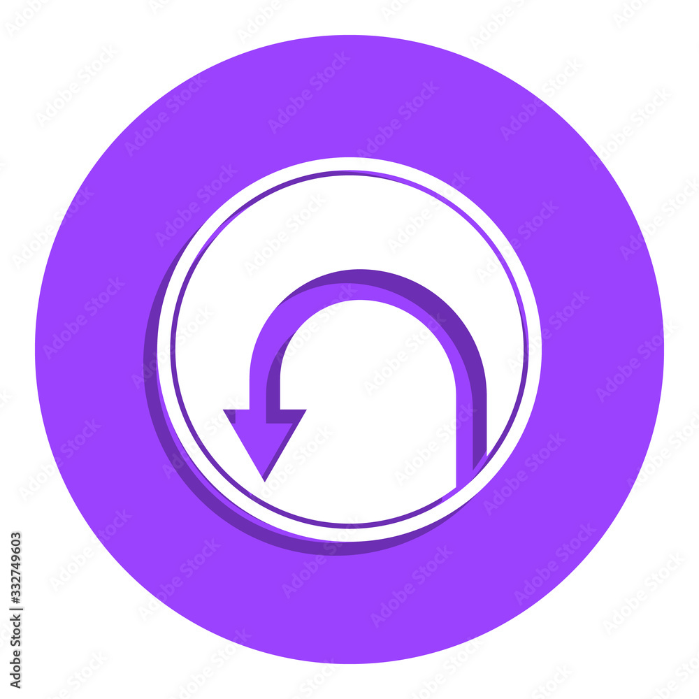 Turn back road sign badge icon. Simple glyph, flat vector of web icons for ui and ux, website or mobile application