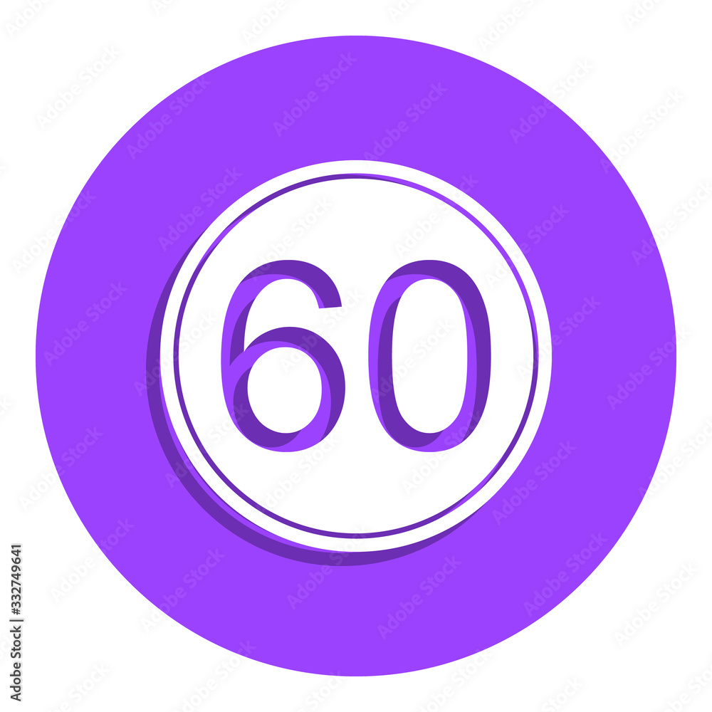 Maximum speed limit 60 badge icon. Simple glyph, flat vector of web icons for ui and ux, website or mobile application Maximum speed limit 60 badge icon. Simple glyph, flat vector of web icons for ui and ux, website or mobile application