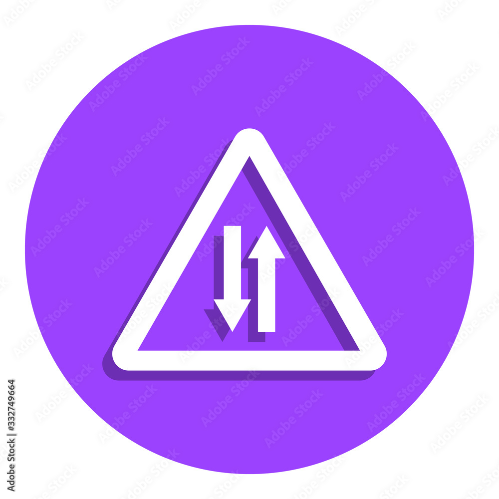 Road Sign Warning Two Way Traffic badge icon. Simple glyph, flat vector of web icons for ui and ux, website or mobile application Road Sign Warning Two Way Traffic badge icon. Simple glyph, flat vector of web icons for ui and ux, website or mobile application