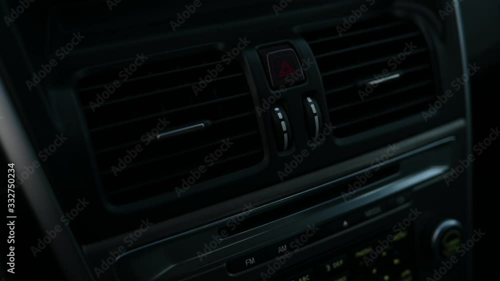 presses the emergency stop button in the car. hazard lights presses the emergency stop button in the car. hazard lights