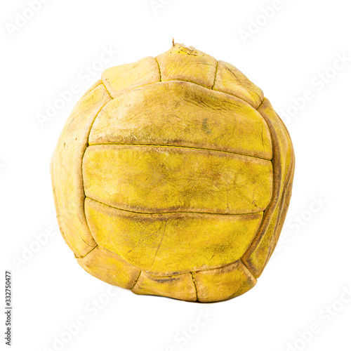 old soccer ball on a white background