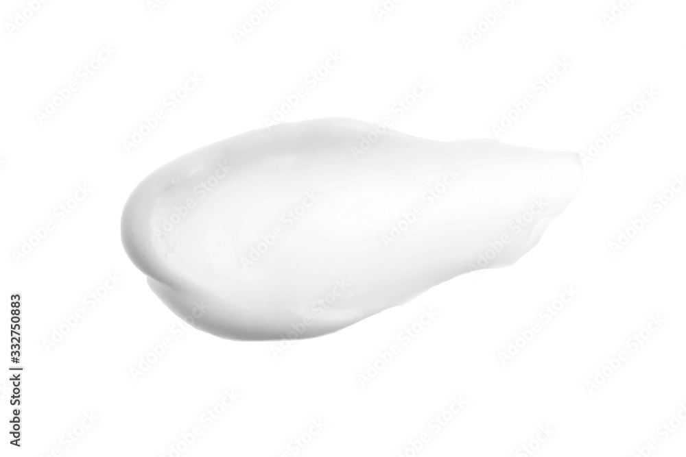 White cream smudge isolated. Bb, cc creme swatch. Beauty skin care moisturizing product sample. Lotion creamy texture. Foundation smear