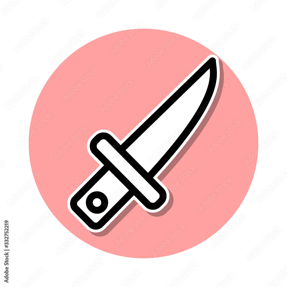 Knife sticker icon. Simple thin line, outline vector of web icons for ui and ux, website or mobile application Knife sticker icon. Simple thin line, outline vector of web icons for ui and ux, website or mobile application