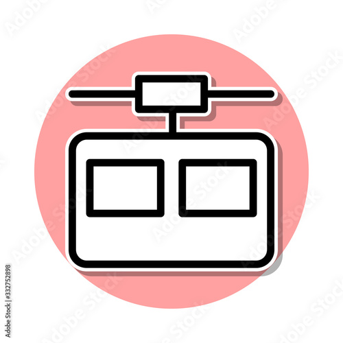 Cable car cabin sticker icon. Simple thin line, outline vector of web icons for ui and ux, website or mobile application