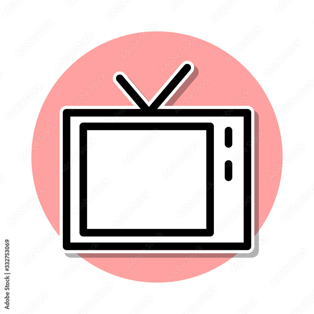 Tv sticker icon. Simple thin line, outline vector of web icons for ui and ux, website or mobile application Tv sticker icon. Simple thin line, outline vector of web icons for ui and ux, website or mobile application