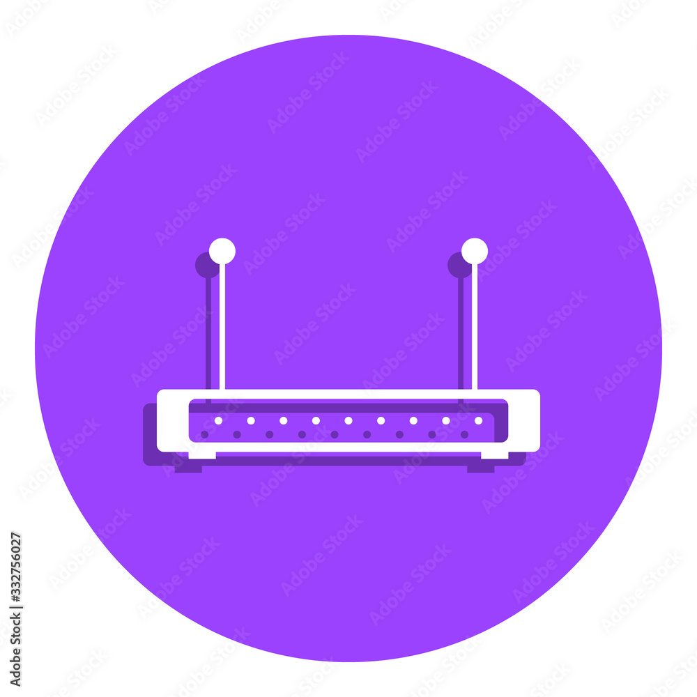 Router badge icon. Simple glyph, flat vector of web icons for ui and ux, website or mobile application Router badge icon. Simple glyph, flat vector of web icons for ui and ux, website or mobile application
