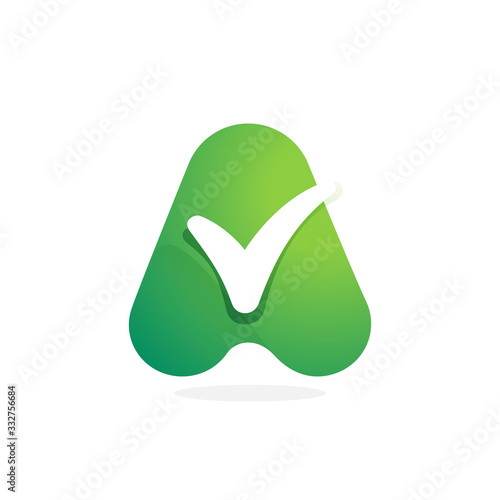 Letter A green logo with check mark inside.