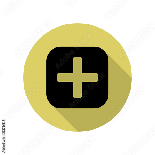 pharmacy sign long shadow icon. Simple glyph, flat vector of web icons for ui and ux, website or mobile application