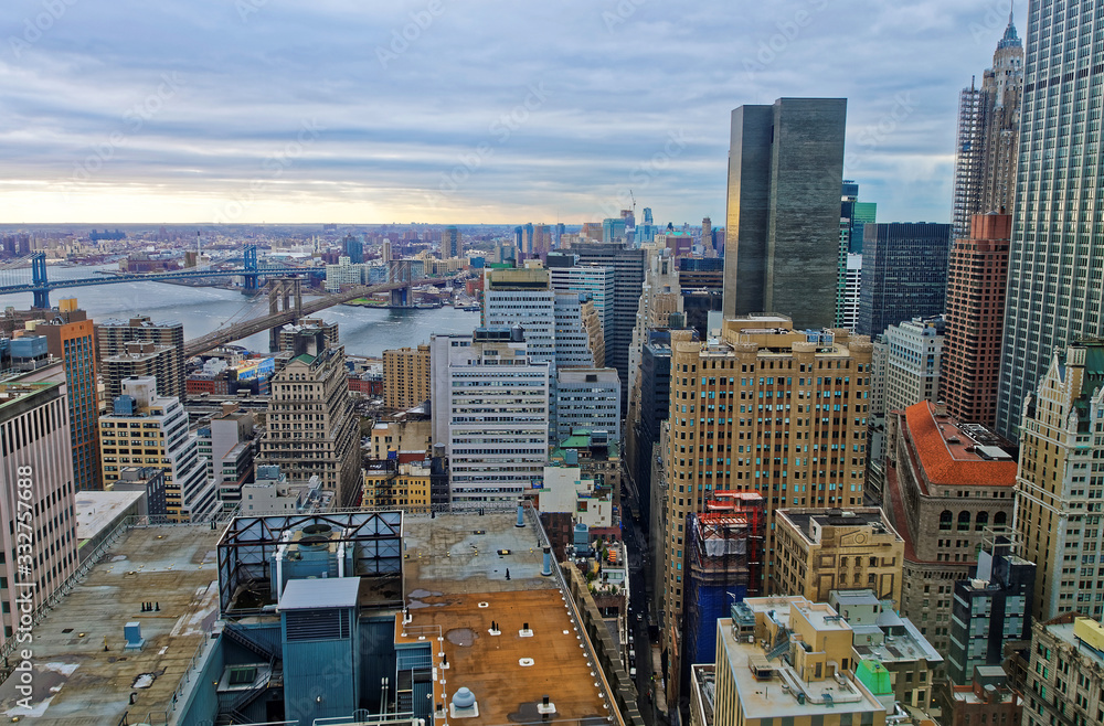 Aerial view of Lower Manhattan of New York