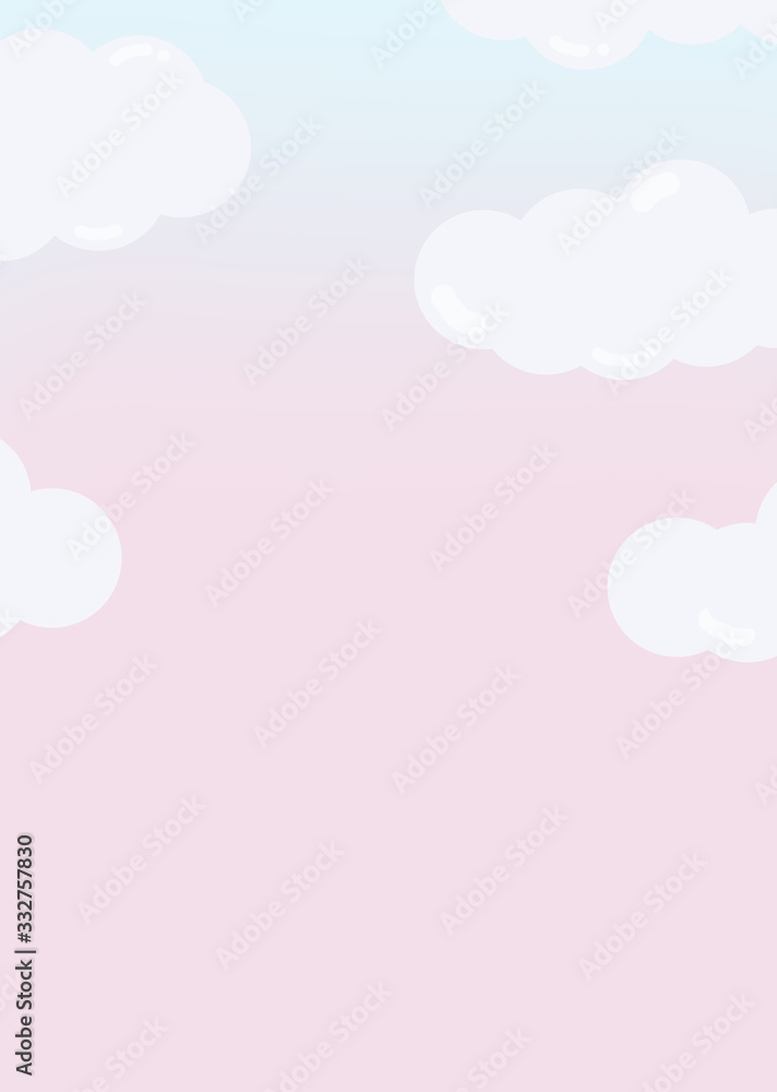 Cute sky with clouds Illustration Blue and Purple Gradient