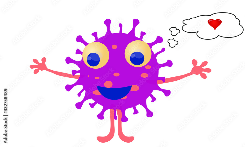 corona virus cute cartoon character open for a hug corona virus cute cartoon character open for a hug