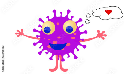 corona virus cute cartoon character open for a hug