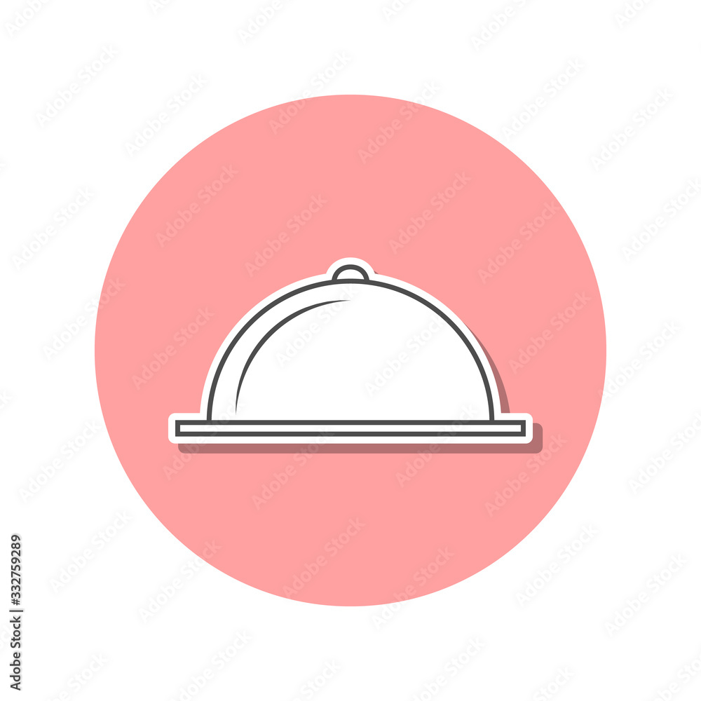 Serving tray sticker icon. Simple thin line, outline vector of web icons for ui and ux, website or mobile application Serving tray sticker icon. Simple thin line, outline vector of web icons for ui and ux, website or mobile application