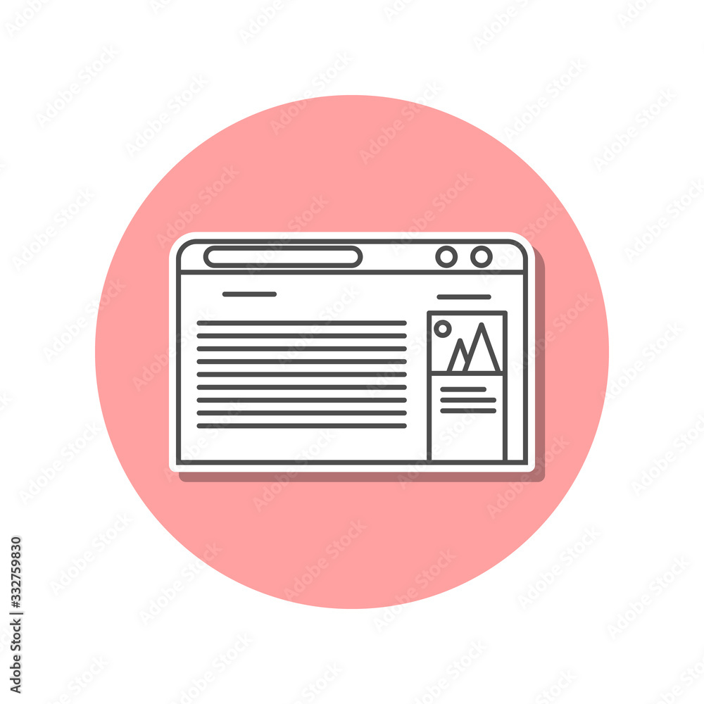 Description of the tourist place on the browser sticker icon. Simple thin line, outline vector of web icons for ui and ux, website or mobile application Description of the tourist place on the browser sticker icon. Simple thin line, outline vector of web icons for ui and ux, website or mobile application