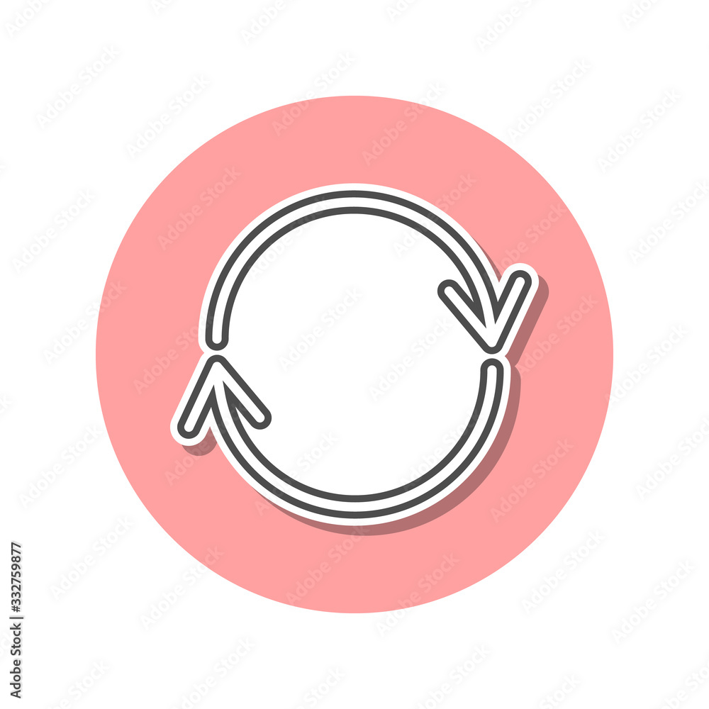 Refresh sign sticker icon. Simple thin line, outline vector of web icons for ui and ux, website or mobile application Refresh sign sticker icon. Simple thin line, outline vector of web icons for ui and ux, website or mobile application