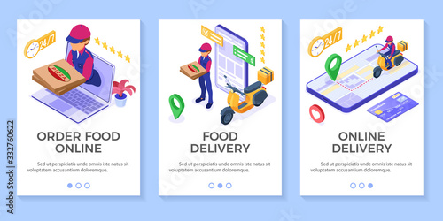 online food pizza order delivery service banners