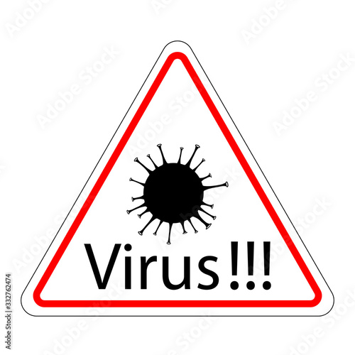 attention sign with the word Virus!