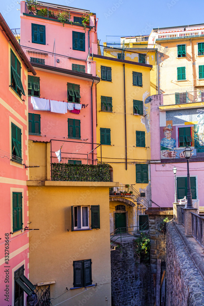 a traditional street of an Italian Riomaggiore village