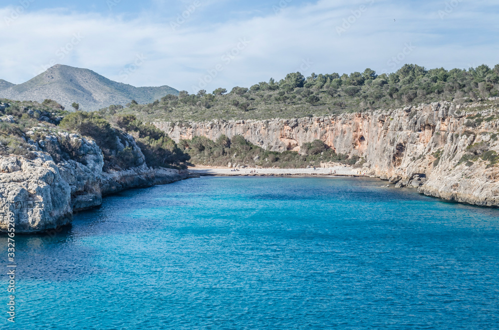 Beautiful panoramic view of a virgin paradise beach at Mallorca