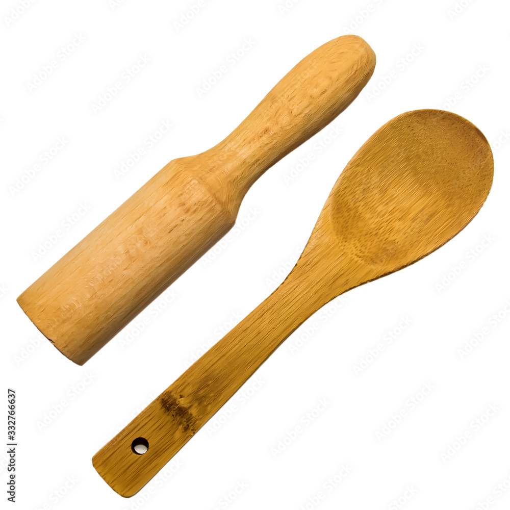 Wooden cooking utensils isolated on white background Wooden cooking utensils isolated on white background