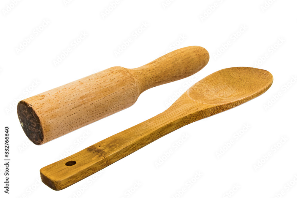 Wooden cooking utensils isolated on white background Wooden cooking utensils isolated on white background