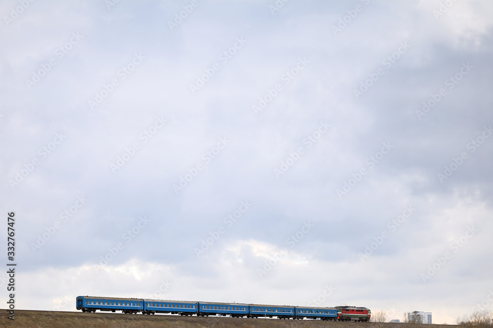 passenger locomotive in the city