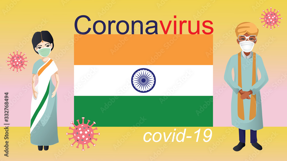 Social Distancing, People keeping distance for infection risk and disease, wearing a surgical protective Medical mask for prevent virus Covid-19 or Corona virus novel. India flag Health care concept. Social Distancing, People keeping distance for infection risk and disease, wearing a surgical protective Medical mask for prevent virus Covid-19 or Corona virus novel. India flag Health care concept.