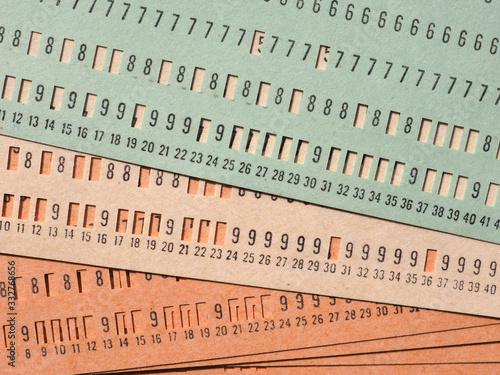 green punched card for programming photo