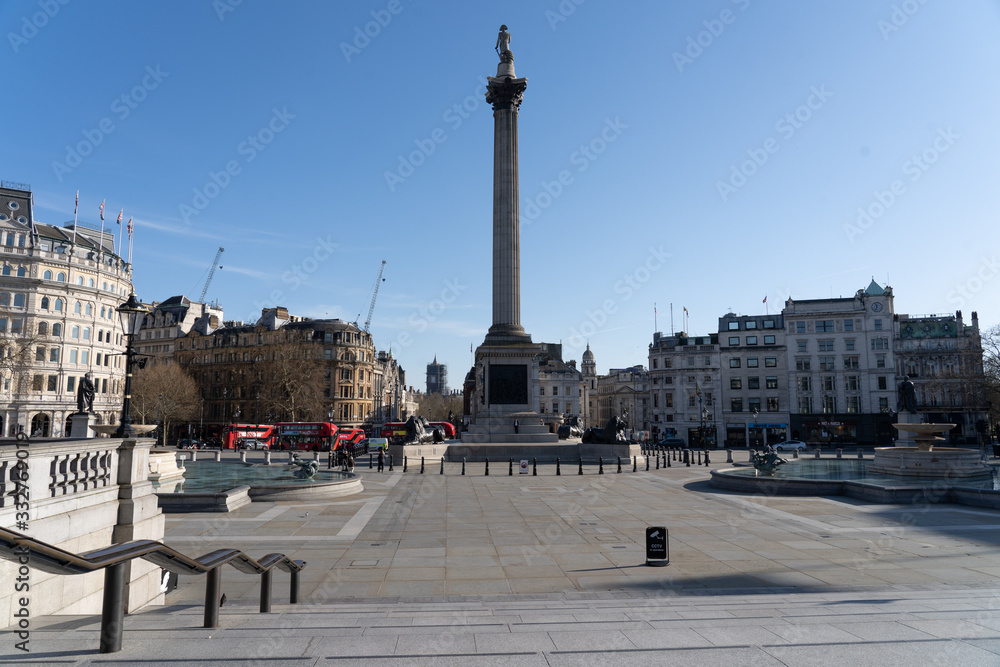 Empty Trafalgar Square during coronavirus lockdown