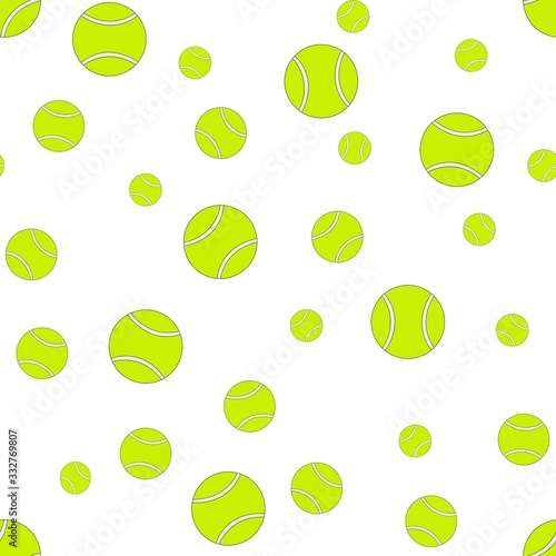 Seamless pattern with tennis balls. Vector drawing.