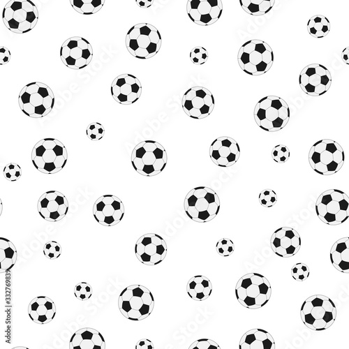 Seamless pattern with soccer balls. Vector drawing.