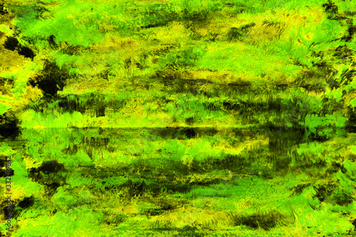 Abstract texture hand painted watercolor. Green background. 