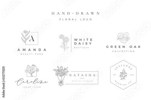 Minimalist hand drawn floral logo