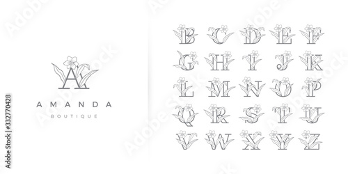 Beautiful floral alphabet logo
