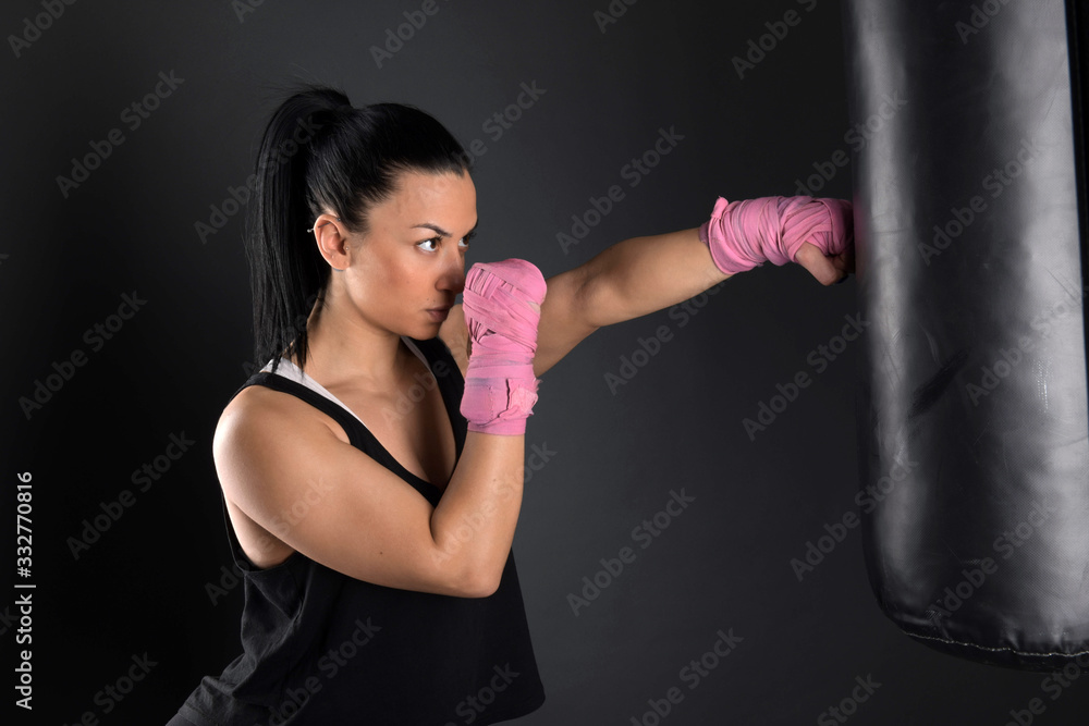sexy girl training in the gym engaged in boxing sexy girl training in the gym engaged in boxing
