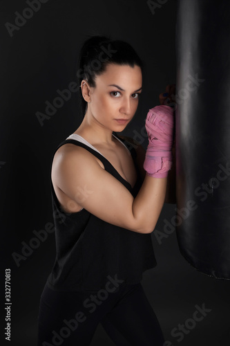 sexy girl training in the gym engaged in boxing © muro