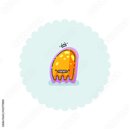 Vector illustration of coronavirus bacteria cute cartoon character, little monster. infection icon baby picture. 