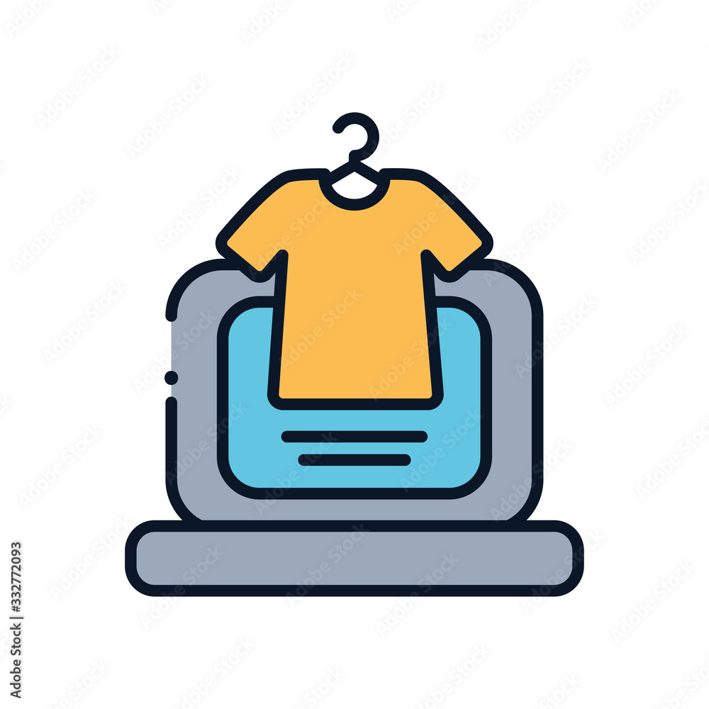 laptop and tshirt line fill style icon vector design laptop and tshirt line fill style icon vector design