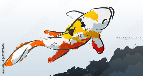 Japanese koi. Vector illustration. Compound paths with gradients for easy color change.