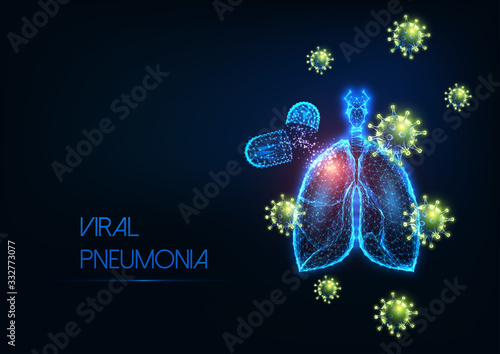 Futuristic covid-19 coronavirus viral pneumonia medical treatment concept