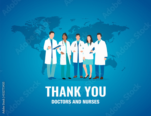 Thank you to all doctors and nurses in the world vector