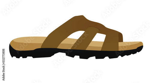 Brown male sandal. vector illustration