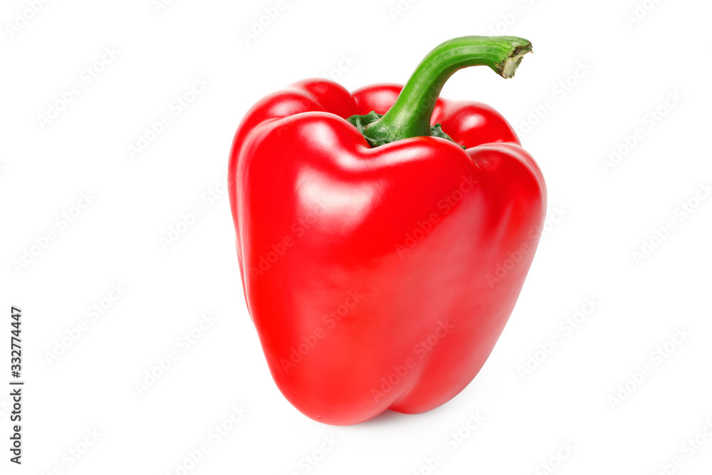 one red sweet bell pepper isolated on white background one red sweet bell pepper isolated on white background