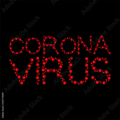 Coronavirus lettering. 2019-nCoV Pandemic virus and bacteria letters. Global epidemic disease text