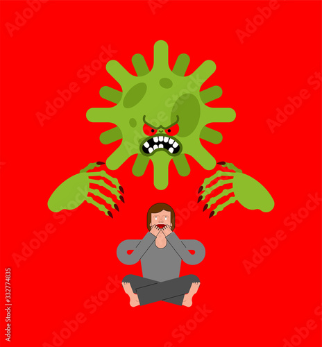 Coronavirus attack on humans. Pandemic virus and man. Global epidemic disease 2019-nCoV Novel virus and guy