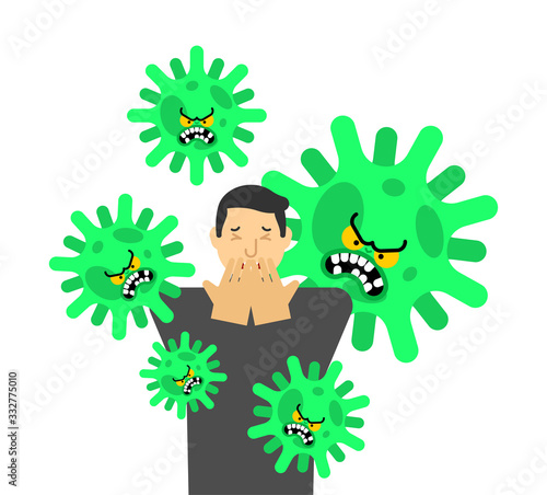 Coronavirus attack on humans. Pandemic virus and man. Global epidemic disease 2019-nCoV Novel virus and guy