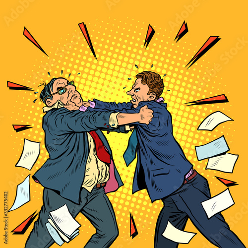 businessmen fighting, conflict competition