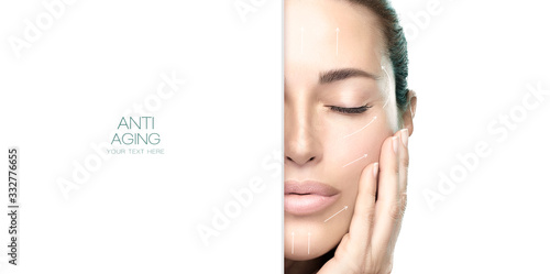 Surgery and Anti Aging Concept. Beauty Face Spa Woman. Cosmetology and Skincare photo