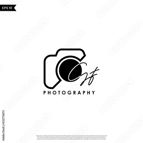 Initial Letter GF with camera. Logo photography simple luxury vector.