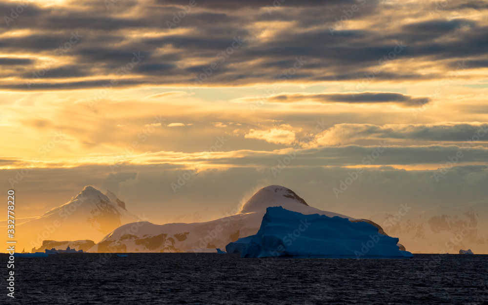 Mountain view beatiful view sunset in Antarctica